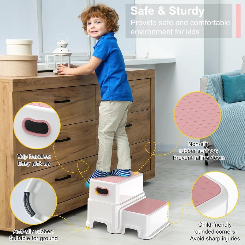 Victostar 2 Step Stool for Kids - Pink - Image 3